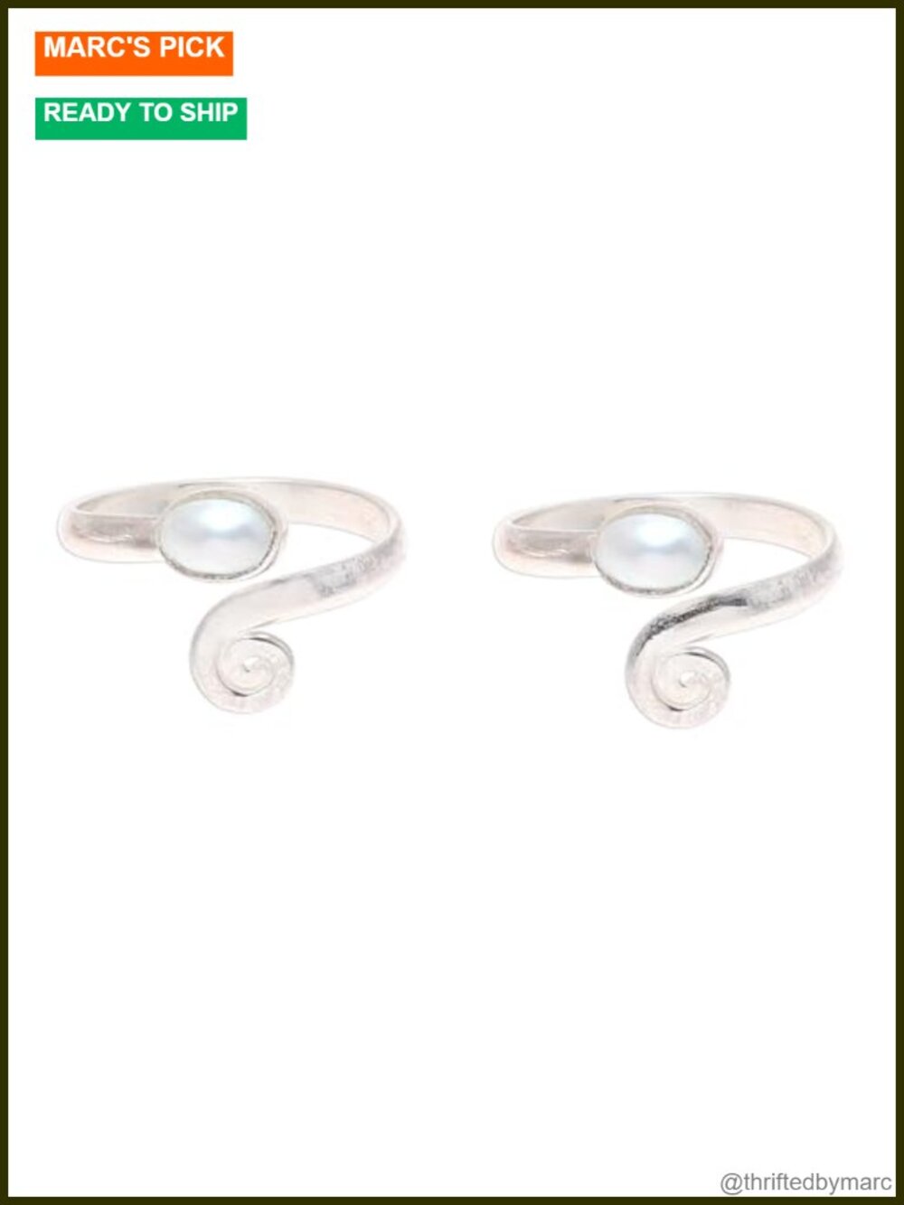 Handmade Sterling Silver Freshwater Pearl Toe Rings Wrap